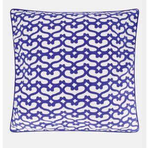 Roberta Roller Rabbit Indigo and White Patterned Pillow
